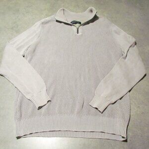 Tommy Bahama Sweater Mens Large ribbed Knited 1/4 Zip cool Gray waffle